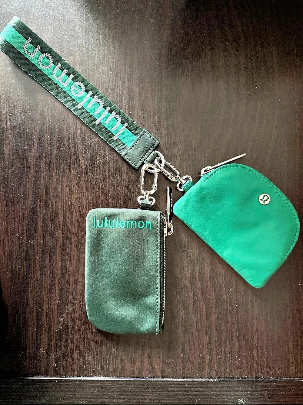 lululemon Dual Pouch Wristlet Wordmark Green